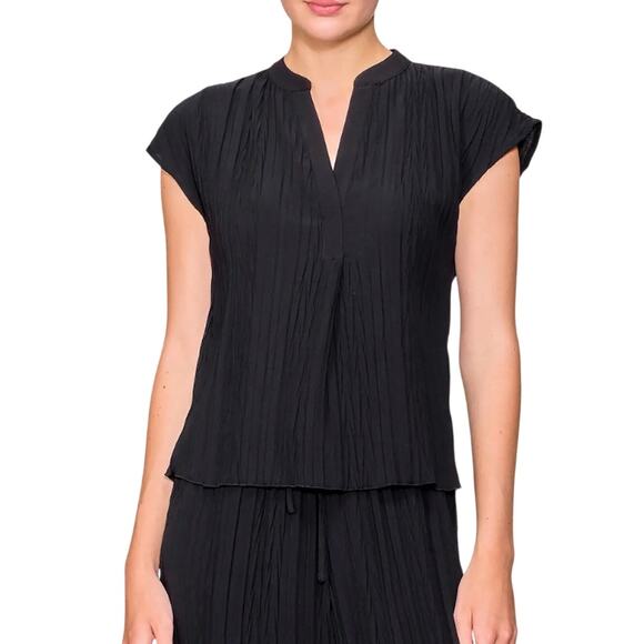 MELLODAY Tops - Black Pleated Textured Dolman Blouse Women's Large NWT Office Capsule Nordstrom